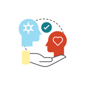 icon of a hand holding a head with a cog inside