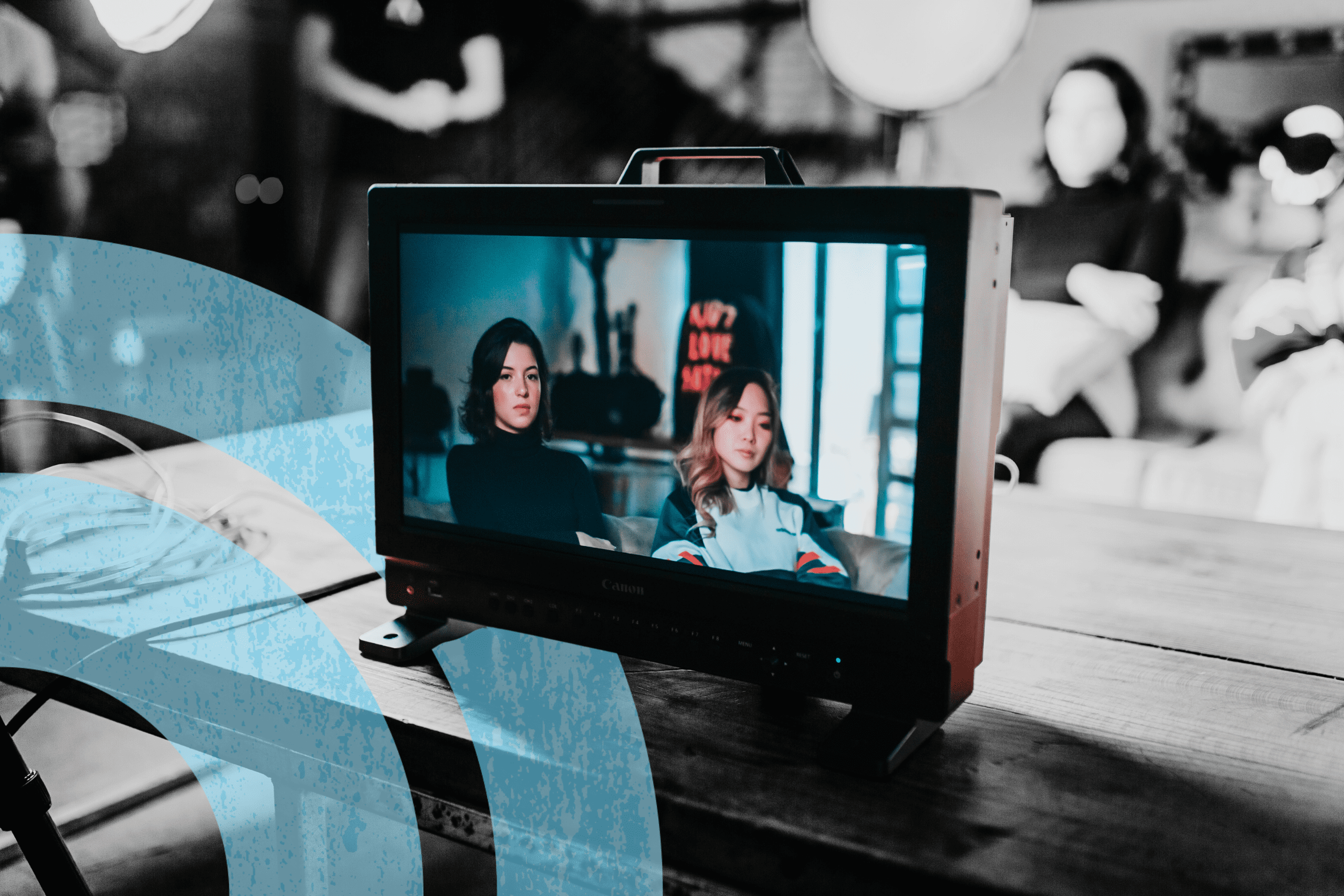 two actors being filmed