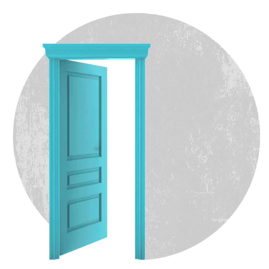 Graphic showing an open door
